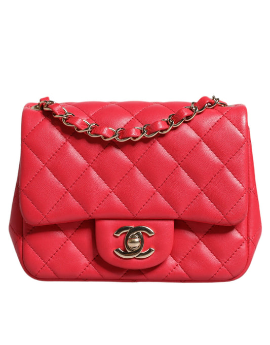 Chanel Pink Matelasse Chain Shoulder Lambskin Purse Mini