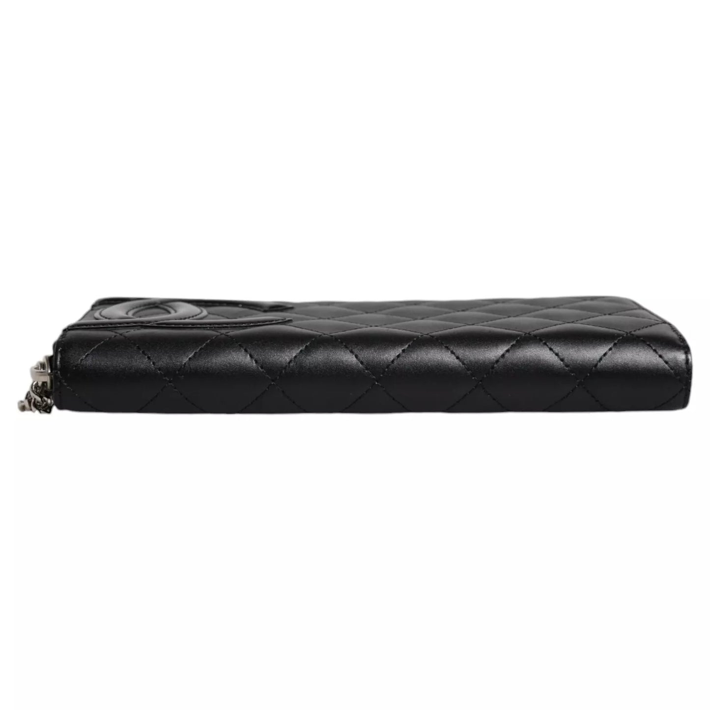 Chanel Black Quilted Leather Logo CC Continental Zip Wallet