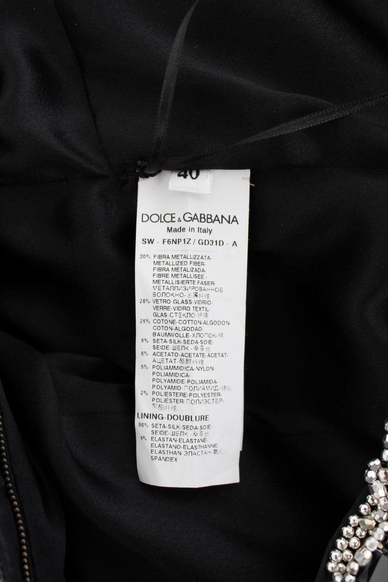 Dolce &amp; Gabbana – Silbernes, mit Kristallen verziertes Etuikleid – Meisterwerk