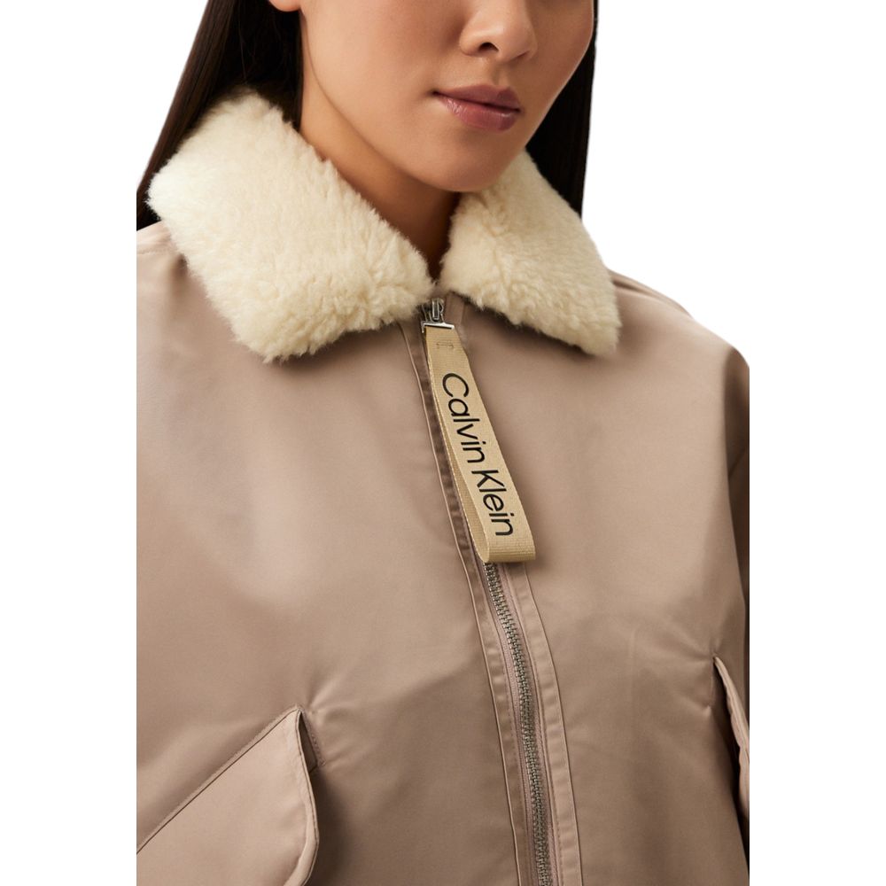 Calvin Klein Jeans Beige Polyester Jackets & Coat