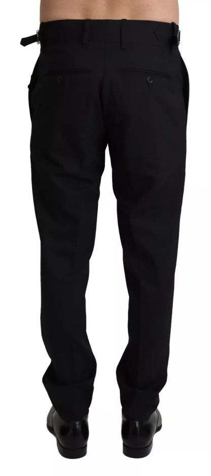 Dolce & Gabbana Black Wool Stretch Dress Trouser Pants