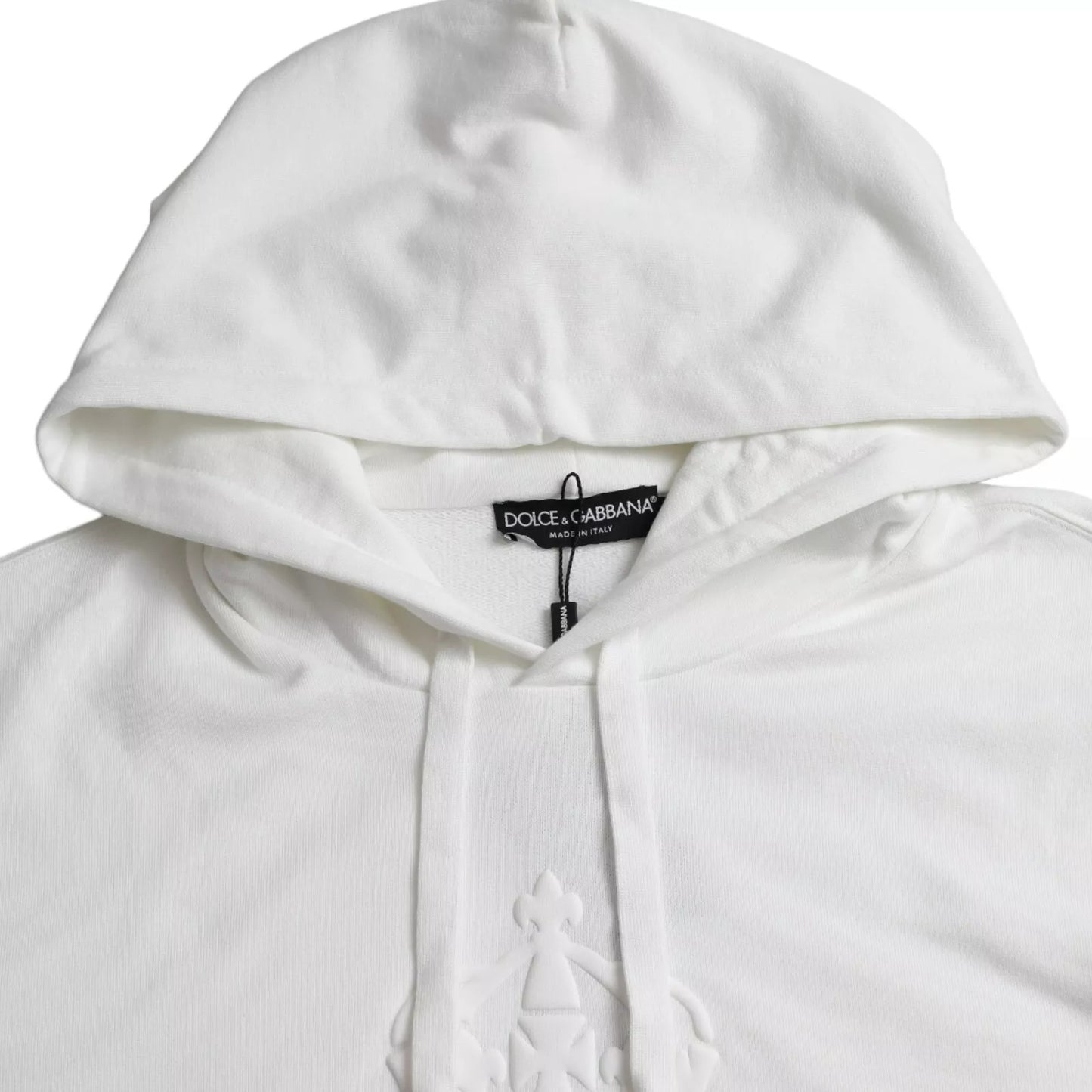 Dolce & Gabbana White Cotton Hooded Pullover Sweatshirt Sweater