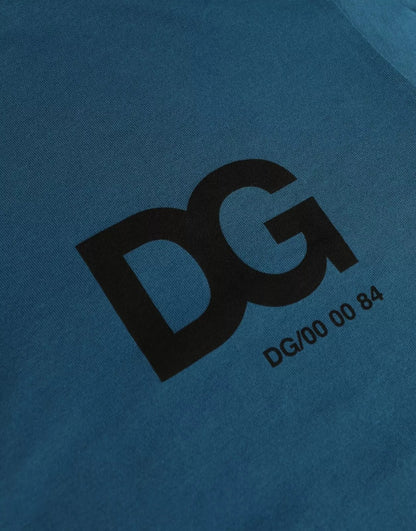 Dolce & Gabbana Blue Logo Cotton Round Neck Short Sleeves T-shirt