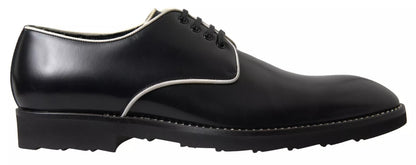 Dolce & Gabbana Black White Leather Formal Dress Shoes