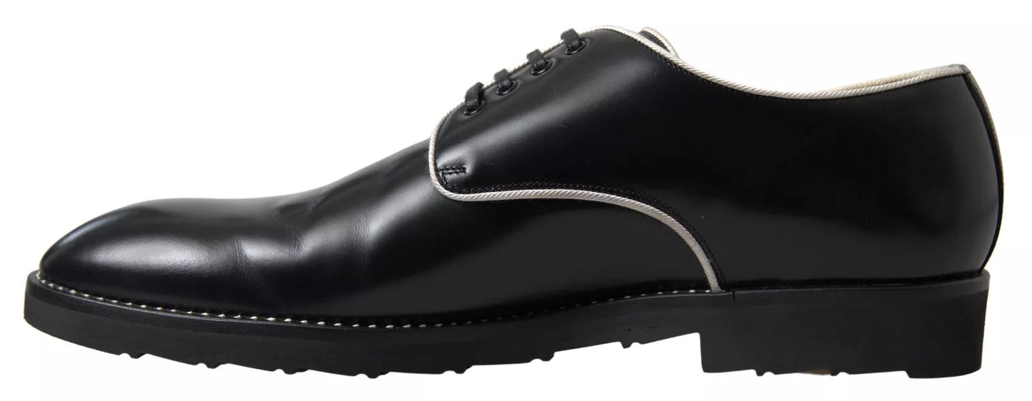 Dolce & Gabbana Black White Leather Formal Dress Shoes