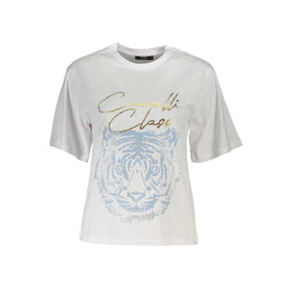 Cavalli Class Weißes Baumwoll-T-Shirt für Damen