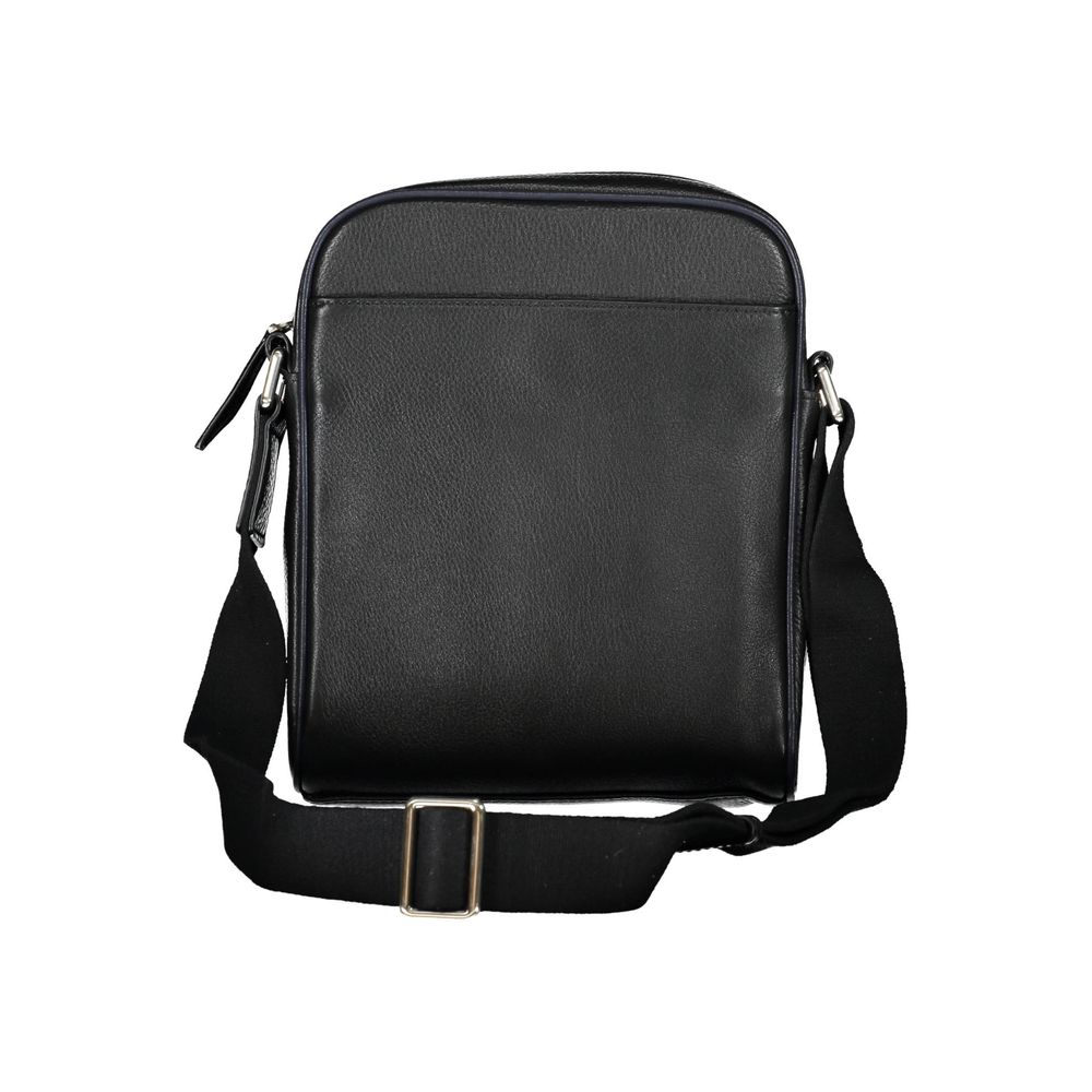 La Martina Black Leather Men Shoulder Bag