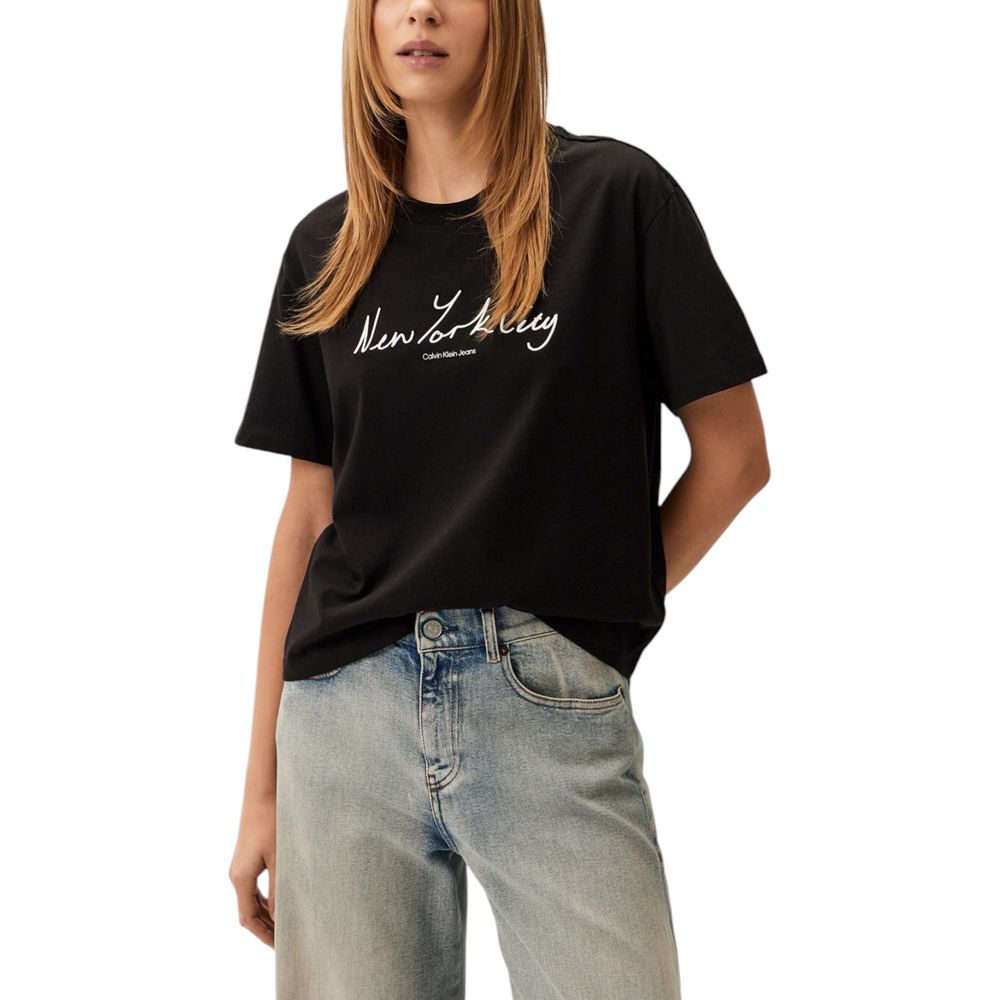 Calvin Klein Jeans Black Cotton Rigenerato Tops & T-Shirt