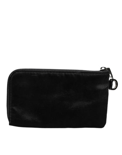 Dolce & Gabbana Black Nylon Logo Plaque Keyring Pouch Clutch Bag