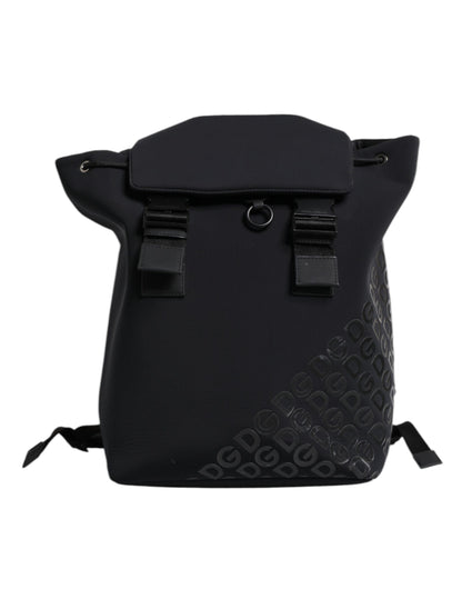 Dolce & Gabbana Black Neoprene Nylon DG Logo School Backpack Bag