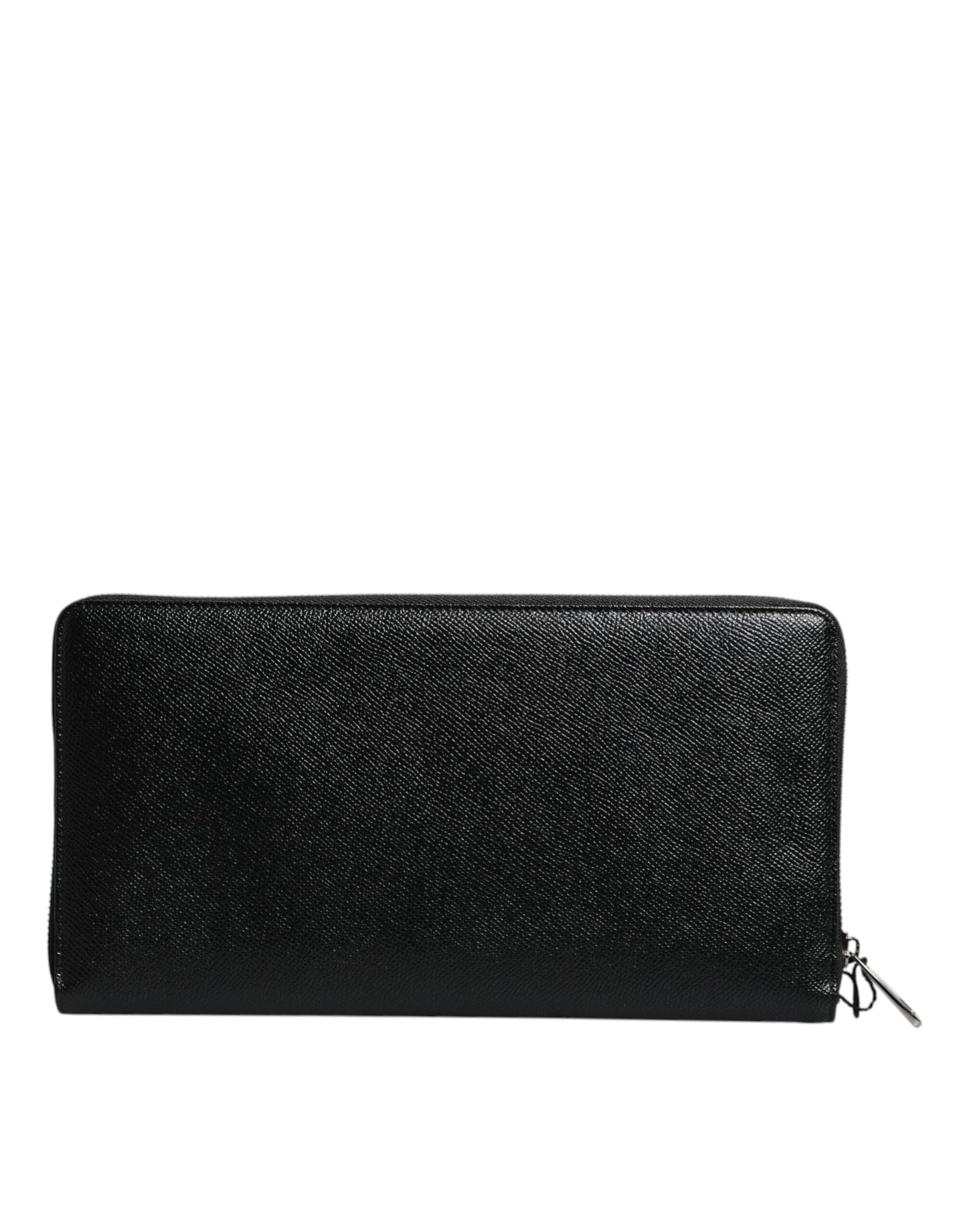 Dolce & Gabbana Black Calfskin Leather Logo Zip Around Continental Wallet