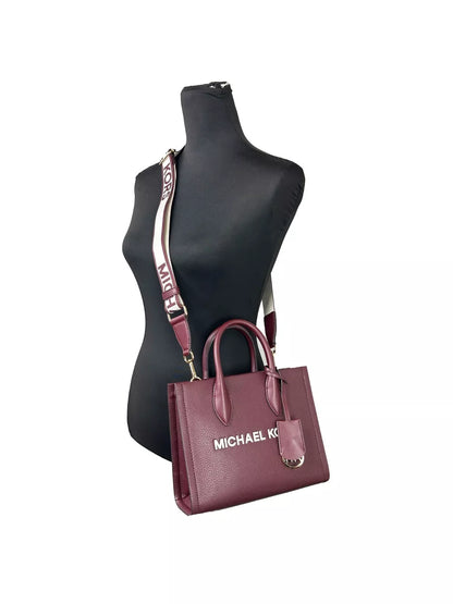 Michael Kors Mirella Small Top Zip Tote Bag Maroon