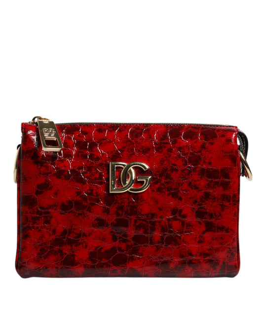 Dolce & Gabbana Red Exotic Leather DG Logo Women Crossbody Bag