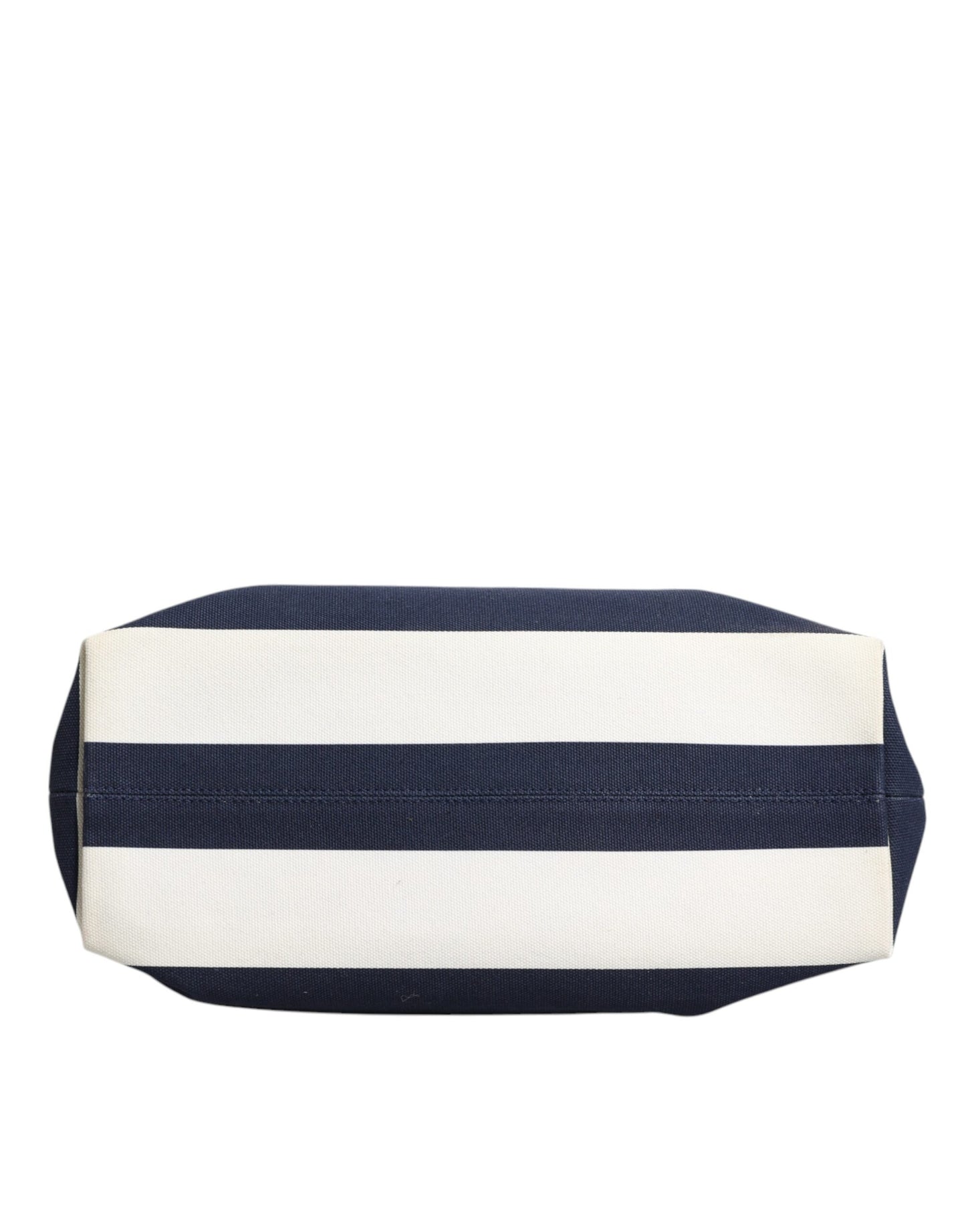 Dolce & Gabbana White Navy Striped Canvas Top Handle Tote Crossbody Bag