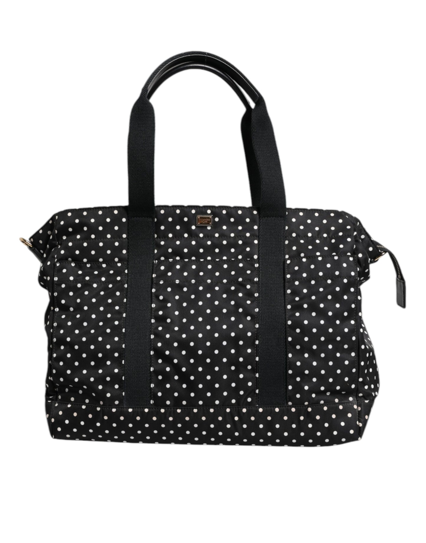 Dolce & Gabbana Black PolkaDot Nylon Shoulder Baby Tote Diaper Bag