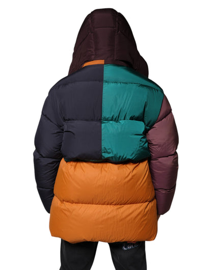 Dolce & Gabbana Multicolor Quilted Hooded Puffer Jacket