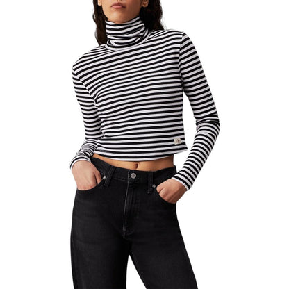 Calvin Klein Jeans Black And White Cotton Tops & T-Shirt