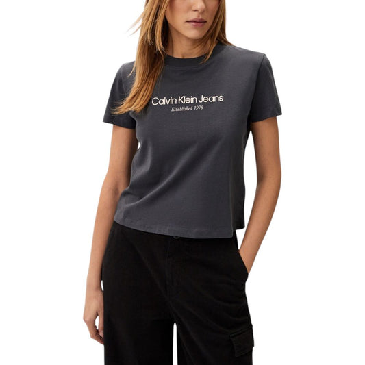 Calvin Klein Jeans Gray Cotton Tops & T-Shirt