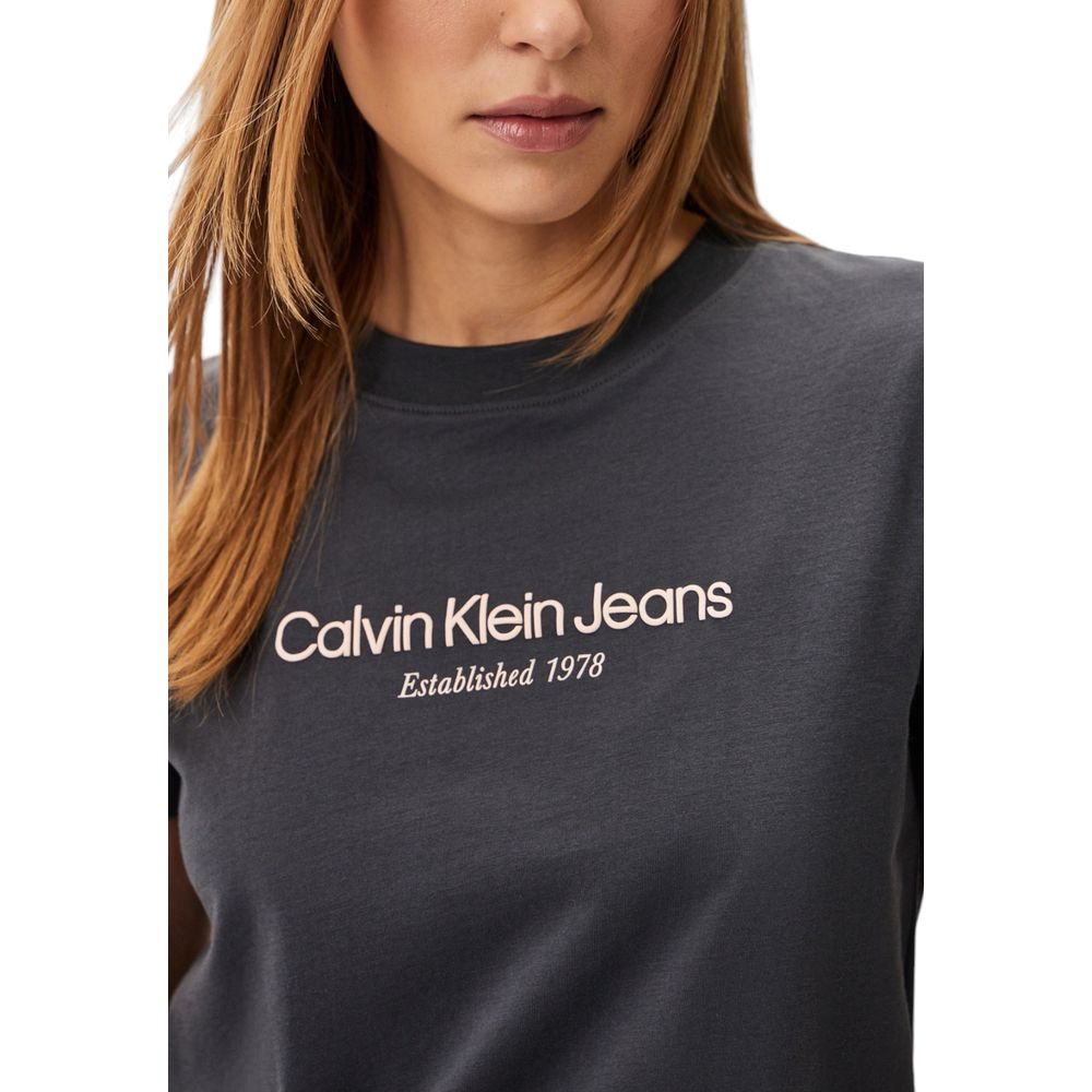 Calvin Klein Jeans Gray Cotton Tops & T-Shirt