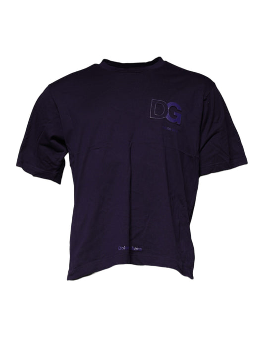 Dolce & Gabbana Purple DG Logo Cotton Crew Neck T-shirt