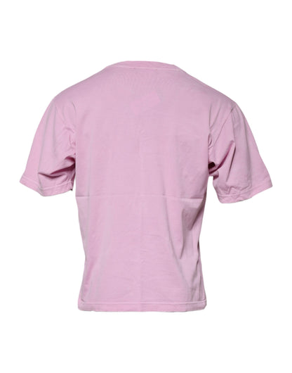 Dolce & Gabbana Pink Logo Print Cotton Crew Neck T-shirt