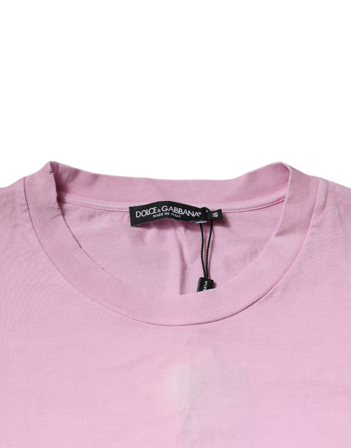 Dolce & Gabbana Pink Logo Print Cotton Crew Neck T-shirt