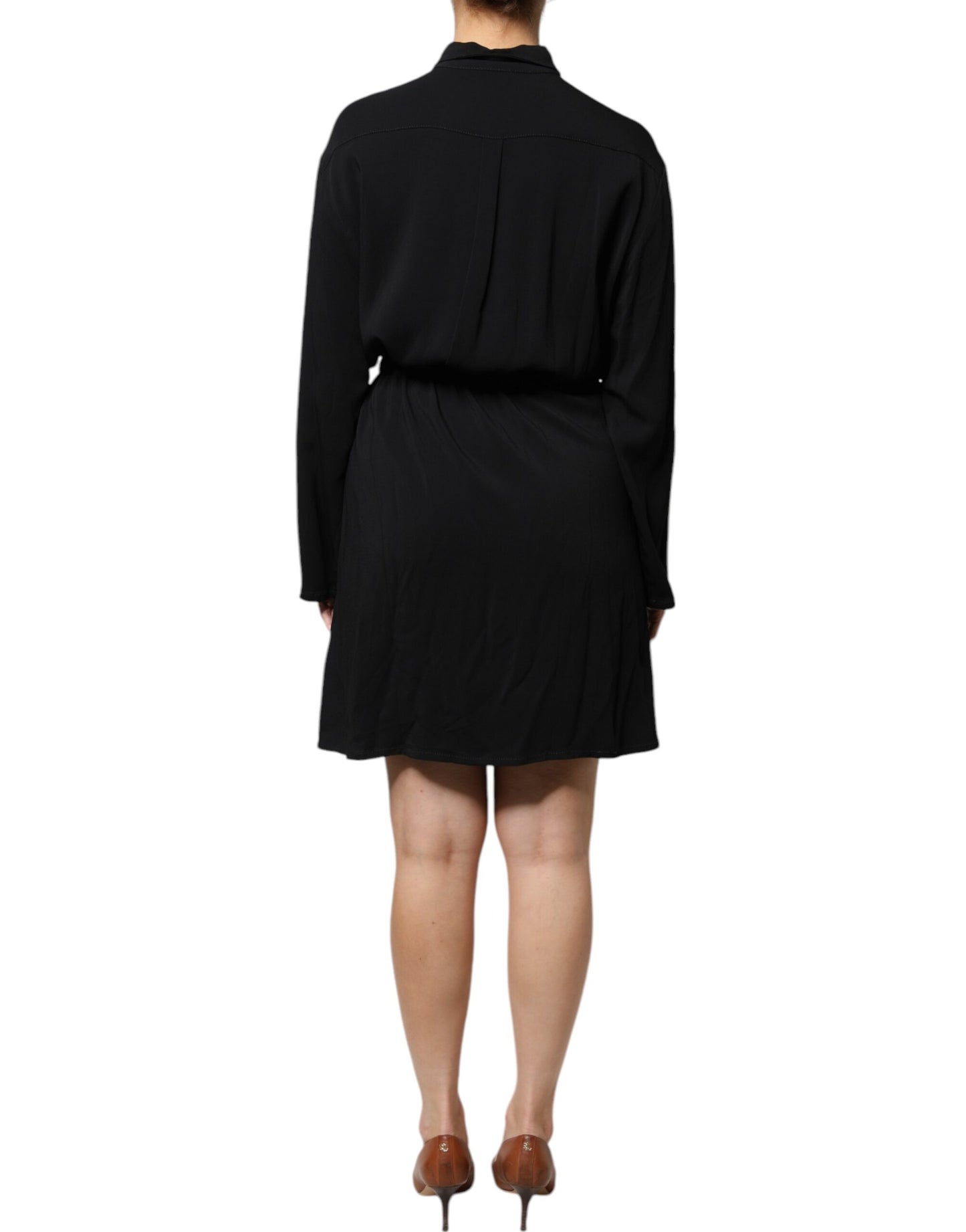 Emporio Armani Black Viscose Long Sleeves A-line Mini Dress