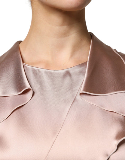 Emporio Armani Pink Satin Long Sleeves Sheath Wrap Mini Dress