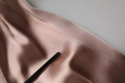 Emporio Armani Pink Satin Long Sleeves Sheath Wrap Mini Dress