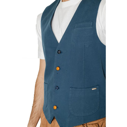 Gianni Lupo Blue Cotton Vest