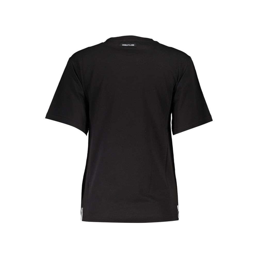 Cavalli Class Schwarzes Baumwoll-T-Shirt für Damen