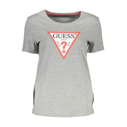 Guess Jeans Graues Baumwoll-T-Shirt für Damen