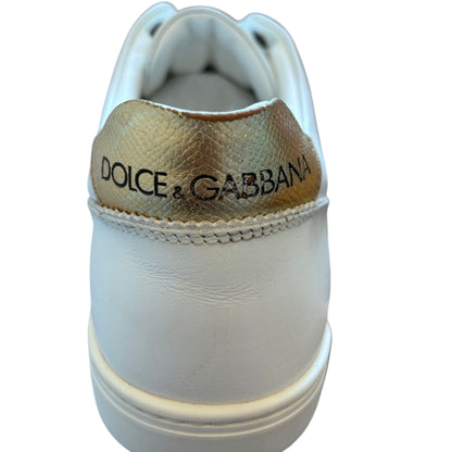 Dolce & Gabbana White Leather Heart Embellished Sneakers Shoes