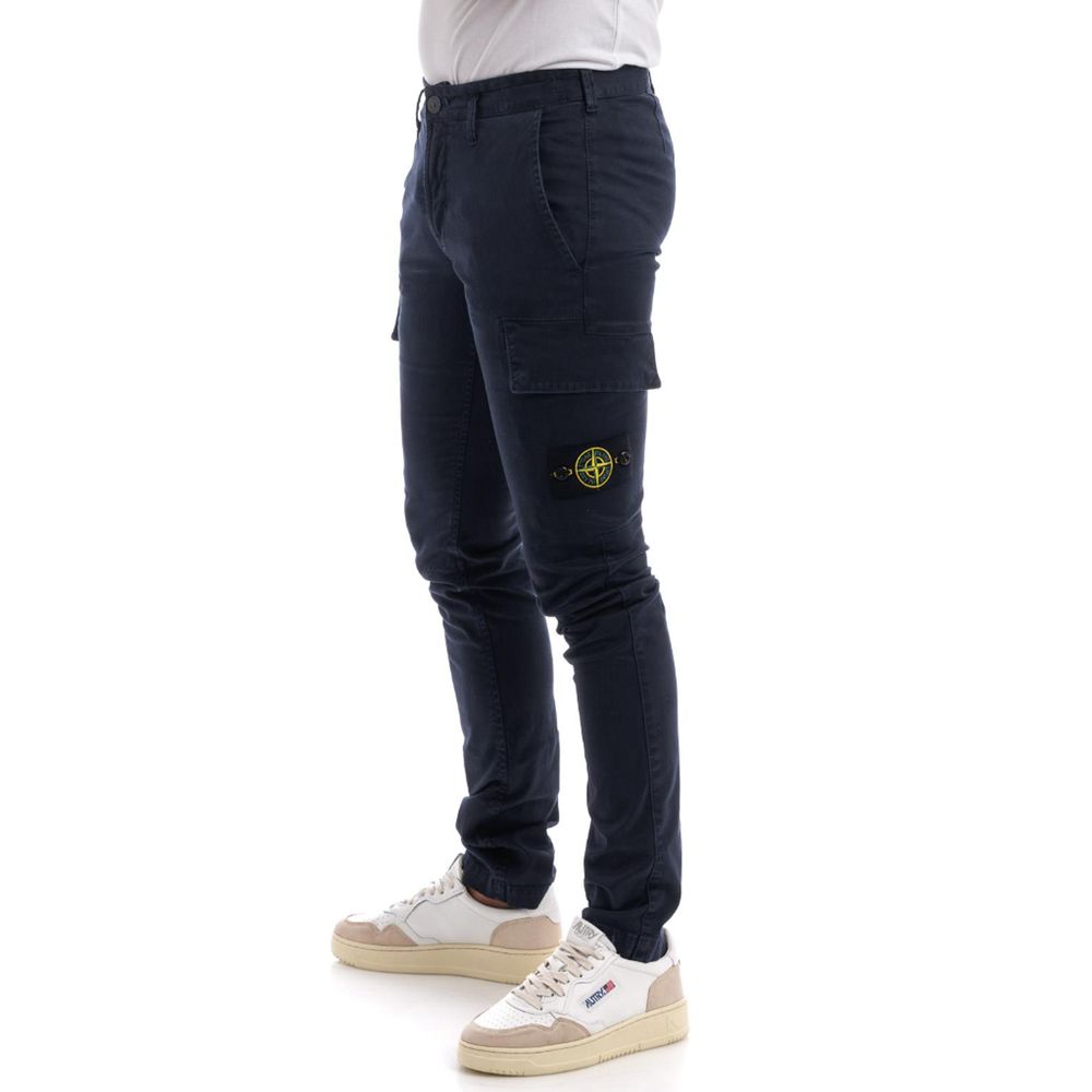 Stone Island Blue Cotton Jeans & Pant