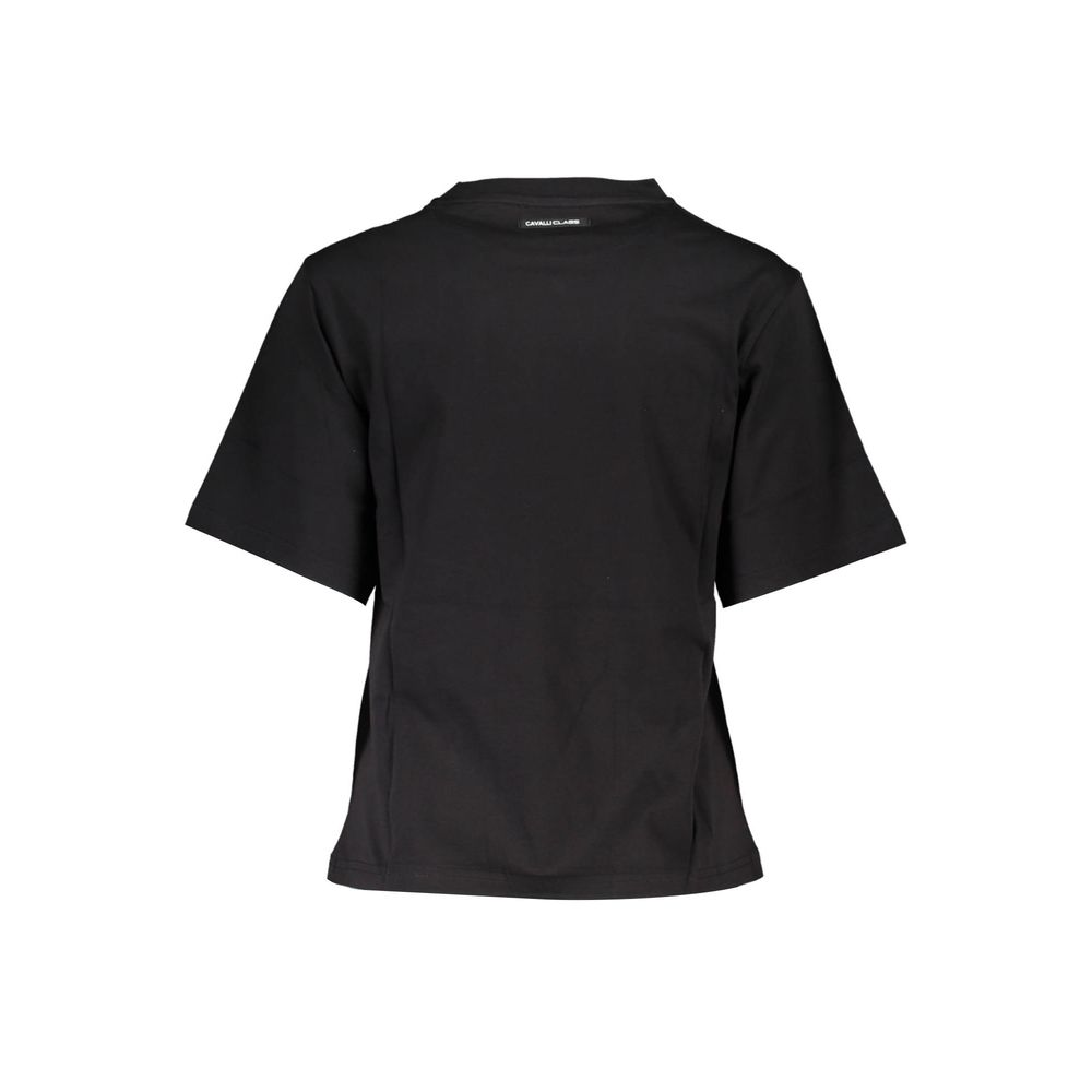 Cavalli Class Schwarzes Baumwoll-T-Shirt für Damen