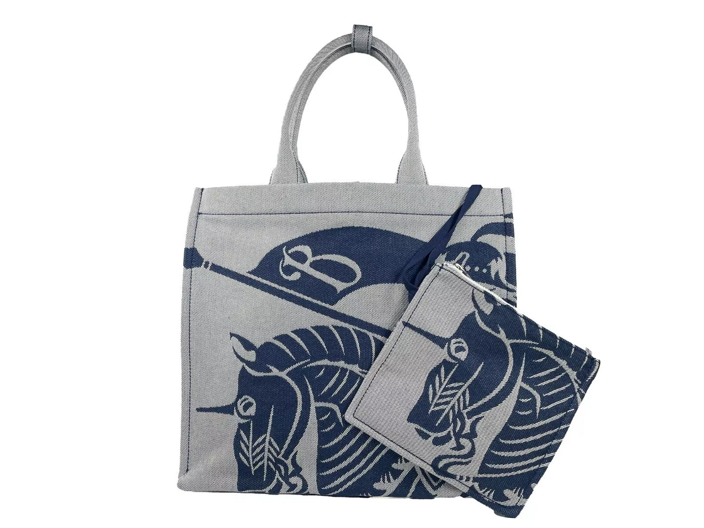 Burberry Navy EKD Canvas Tote Bag With Coin Pouch