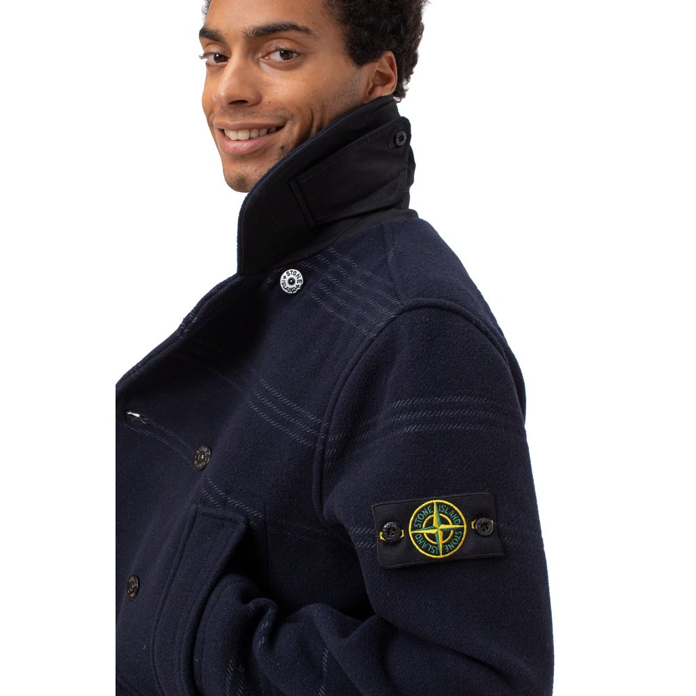 Stone Island Blue Wool Vergine Jacket