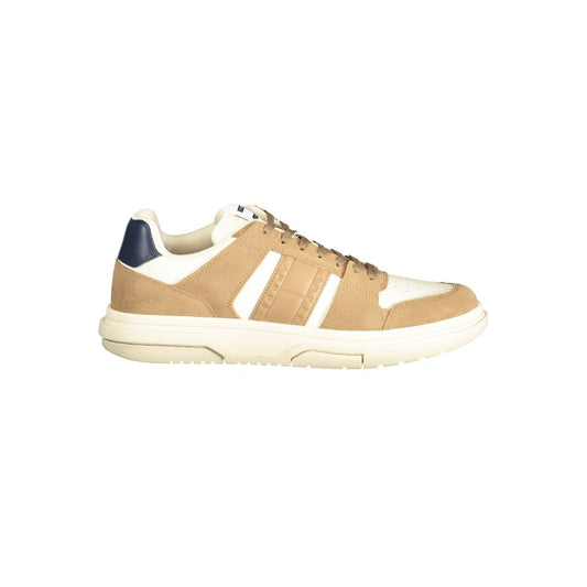 Tommy Hilfiger Beige Leather Men Sneaker