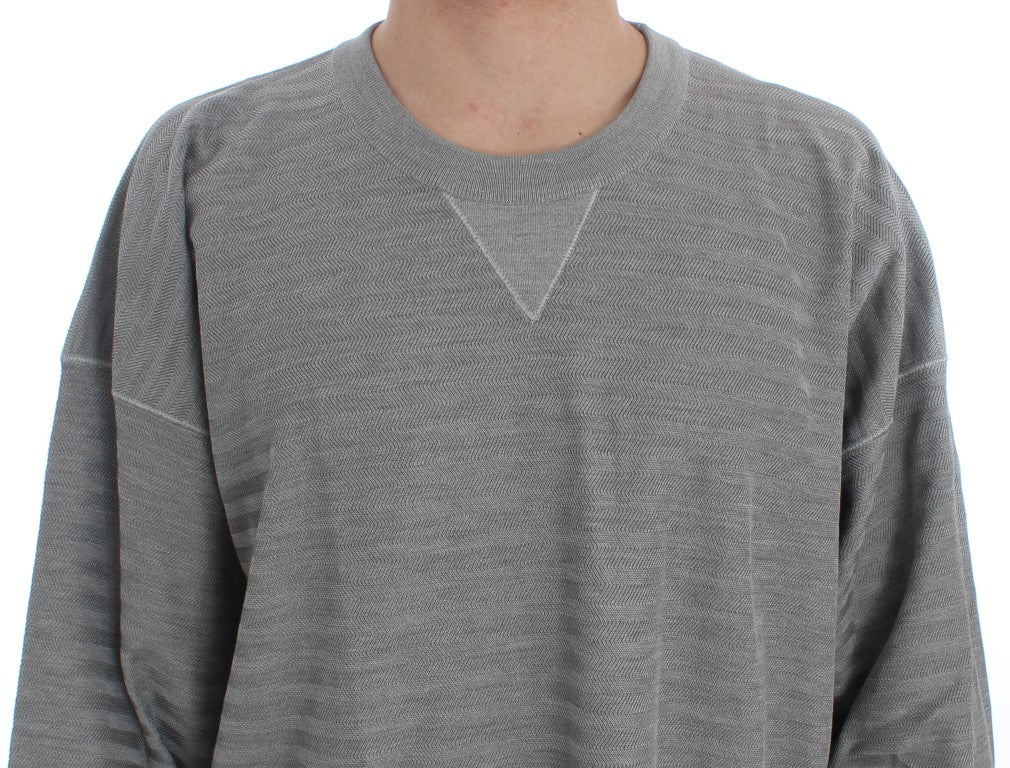 Pull en soie gris à col rond