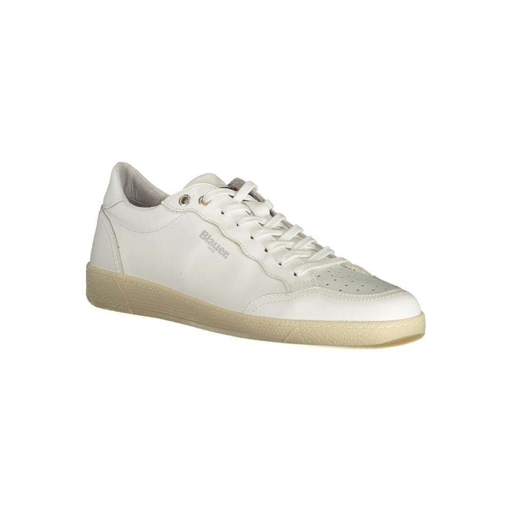 Blauer White Leather Men Sneaker