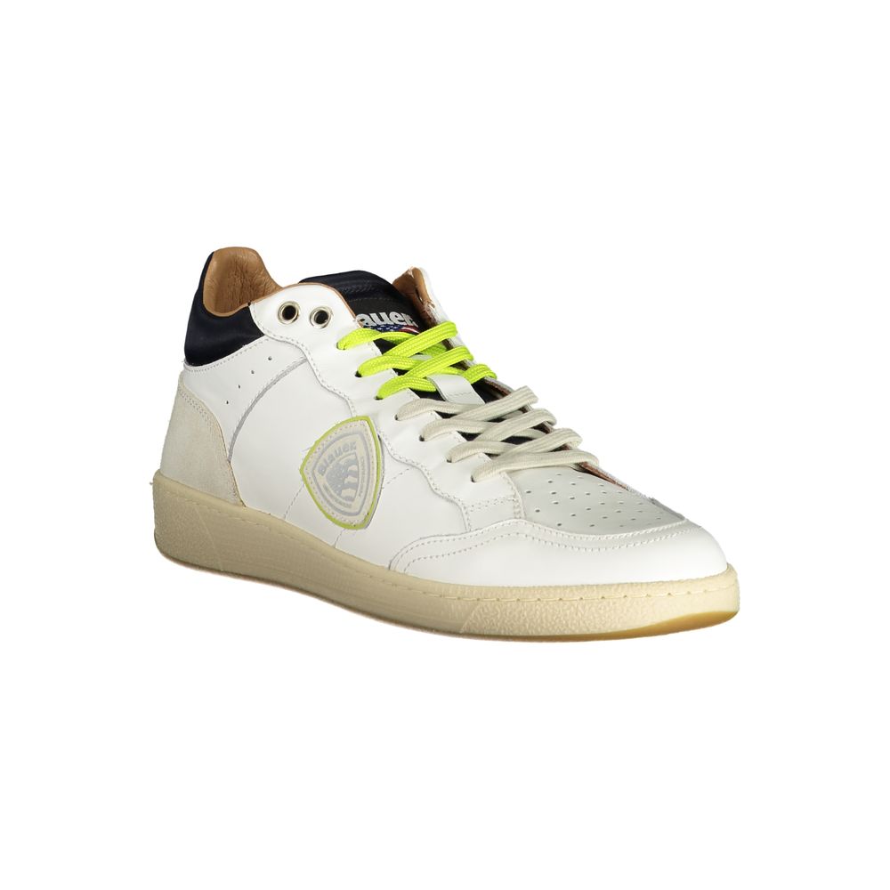 Blauer White Leather Men Sneaker