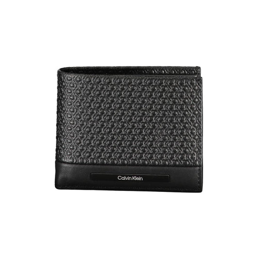 Calvin Klein – Elegante schwarze Lederbrieftasche mit Kontrastdetails