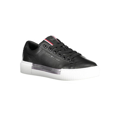 Tommy Hilfiger – Schwarze Leder-Sneaker für Damen