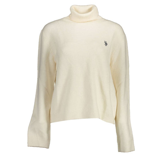 U.S. POLO ASSN. White Acrylic Women Turtleneck Sweater