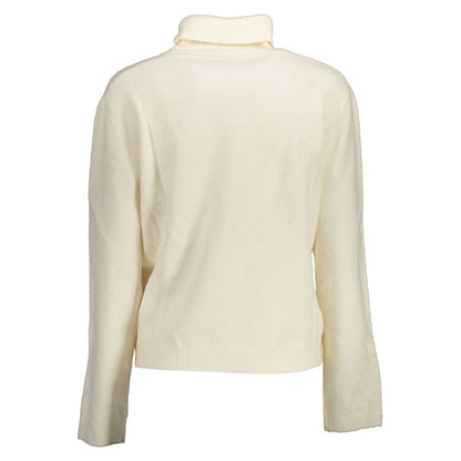 U.S. POLO ASSN. White Acrylic Women Turtleneck Sweater