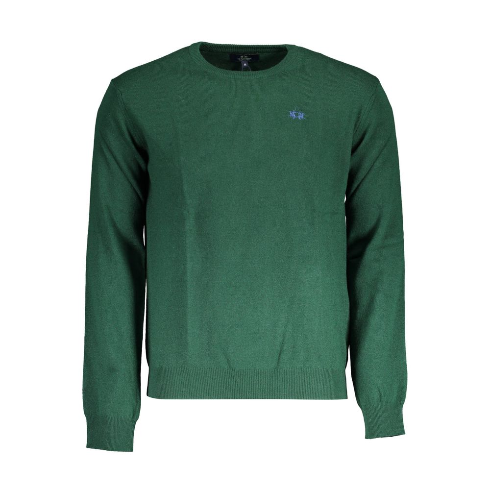 La Martina Green Wool Men Sweater