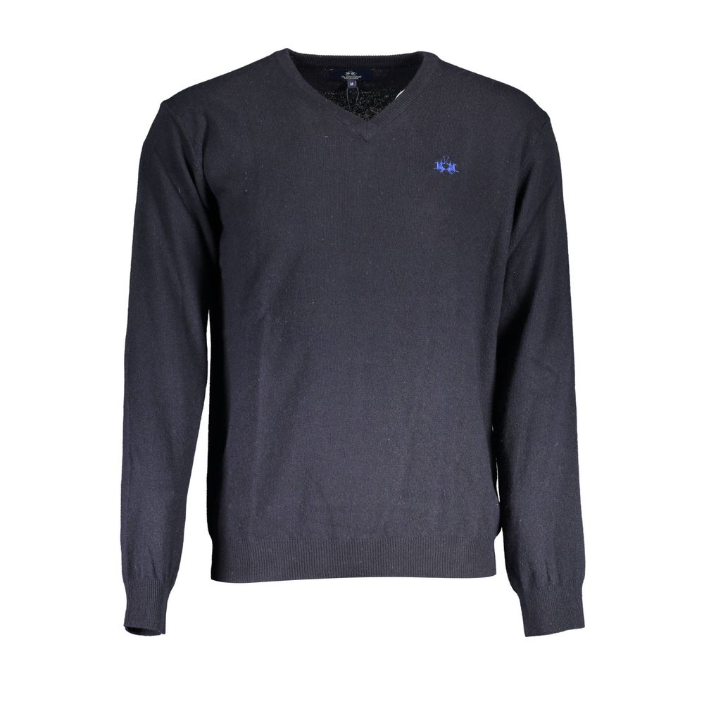 La Martina Blue Wool Men Sweater