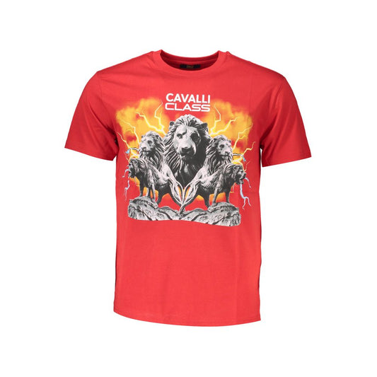 Cavalli Class Rotes Baumwoll-T-Shirt für Herren