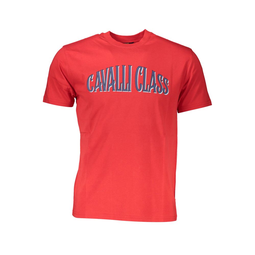 Cavalli Class Rotes Baumwoll-T-Shirt für Herren