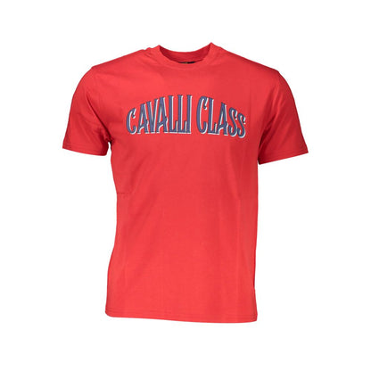 Cavalli Class Rotes Baumwoll-T-Shirt für Herren